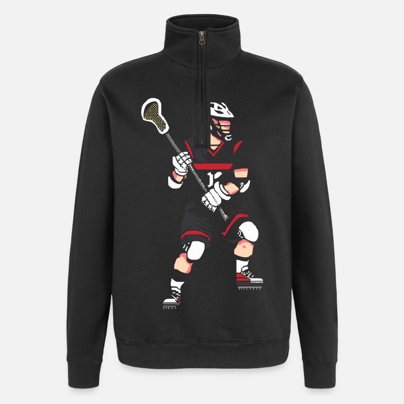 Lacrosse Spieler Pixel - Quarter-Zip-Sweatshirt - Schwarz