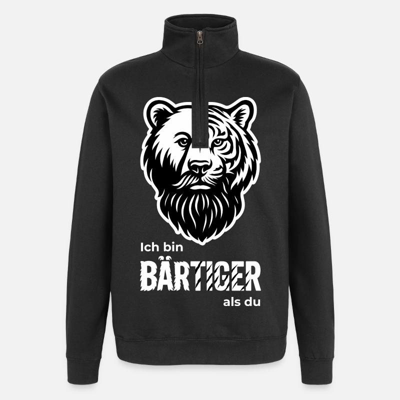 BEARDED Bear & Tiger Beard Pun - Quarter-Zip Sweatshirt - black
