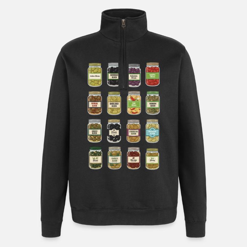 Des olives dans un bocal - Sweat à zip 1/4 - noir