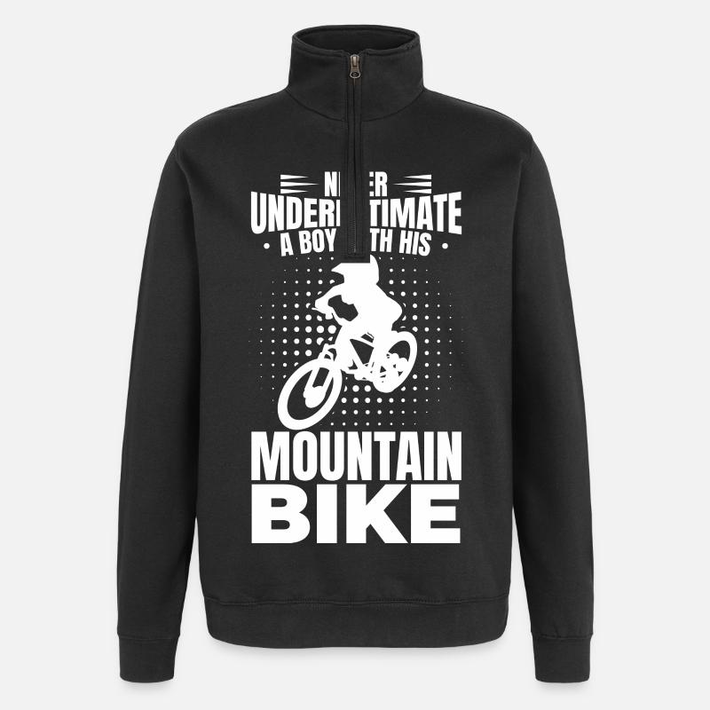 Mountainbiker Junge - Quarter-Zip-Sweatshirt - Schwarz