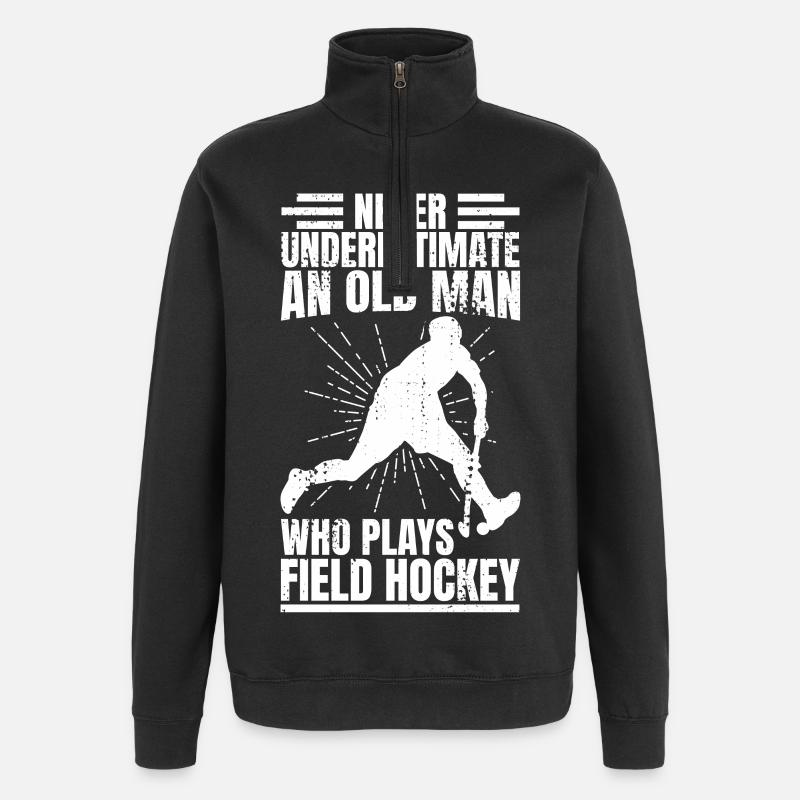 Papy de hockey sur gazon - Sweat à zip 1/4 - noir