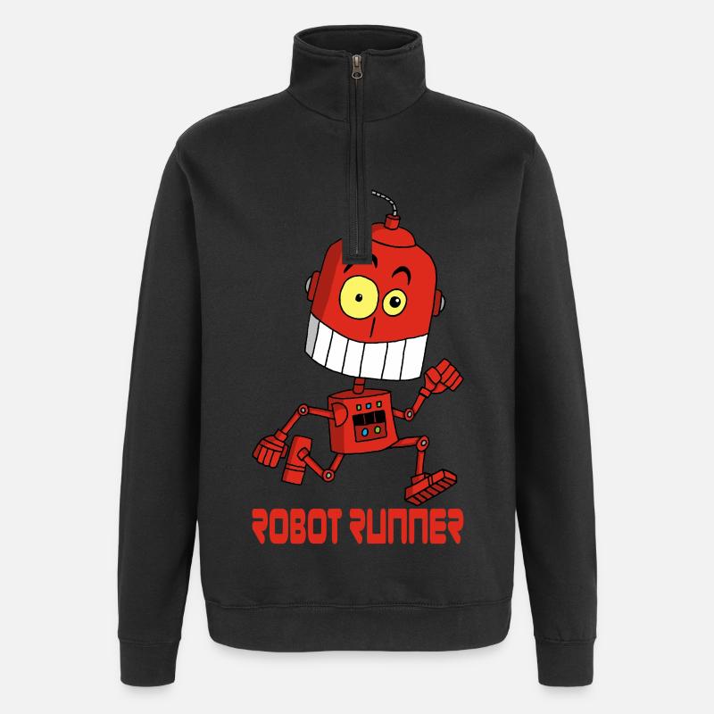 The running robot - Quarter-Zip Sweatshirt - black