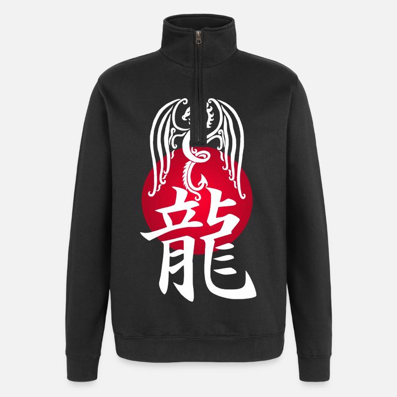 Dragon blanc du Japon - Sweat à zip 1/4 - noir