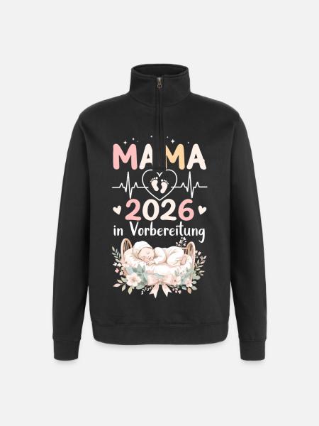 Mom 2026 Pregnancy - Quarter-Zip Sweatshirt - black
