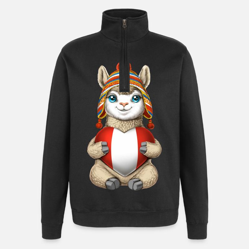 Peruvian Llama - Quarter-Zip Sweatshirt - black