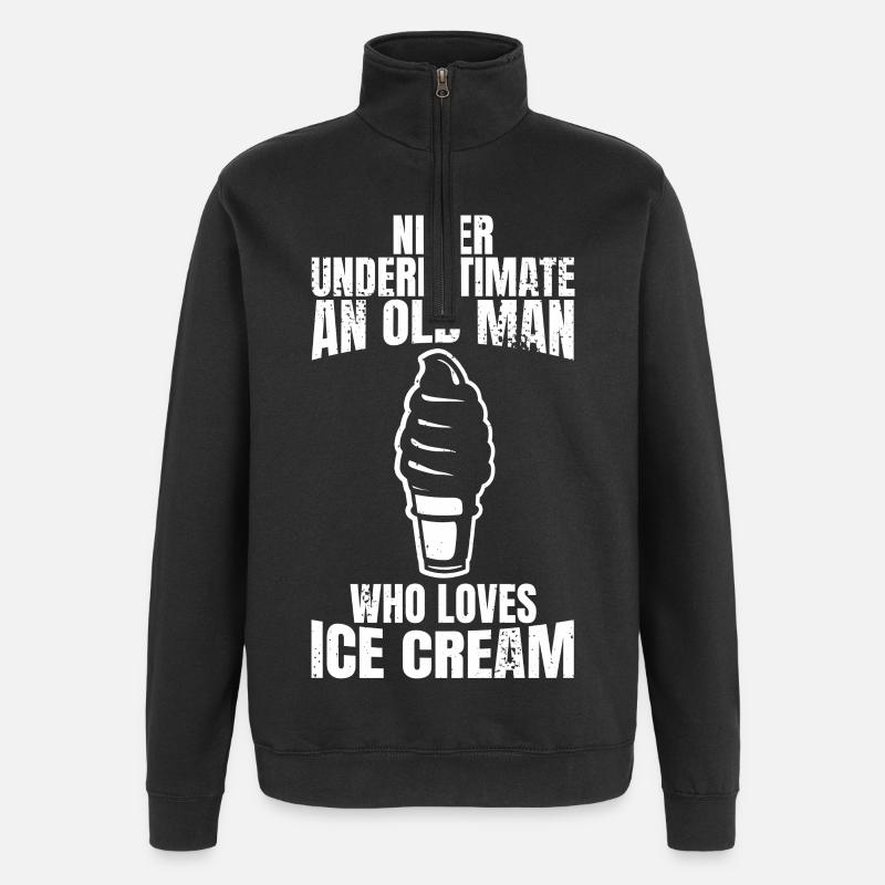 Eiscreme Opa - Quarter-Zip-Sweatshirt - Schwarz