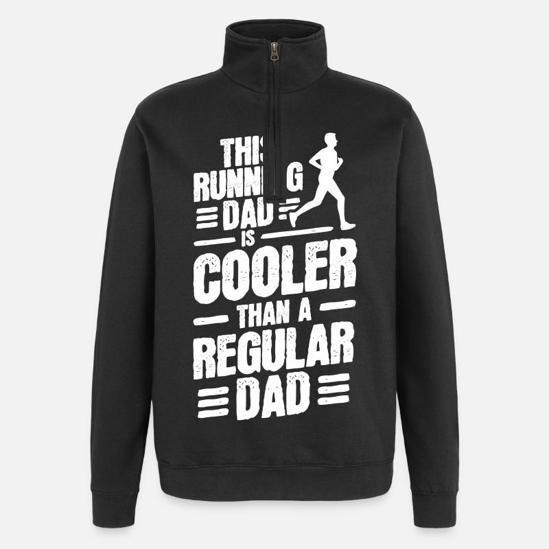 Laufender Vater - Quarter-Zip-Sweatshirt - Schwarz