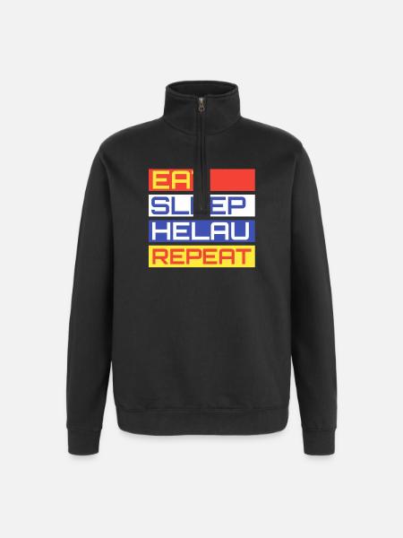 EAT SLEEP HELAU REPEAT Design - Quarter-Zip Sweatshirt - black
