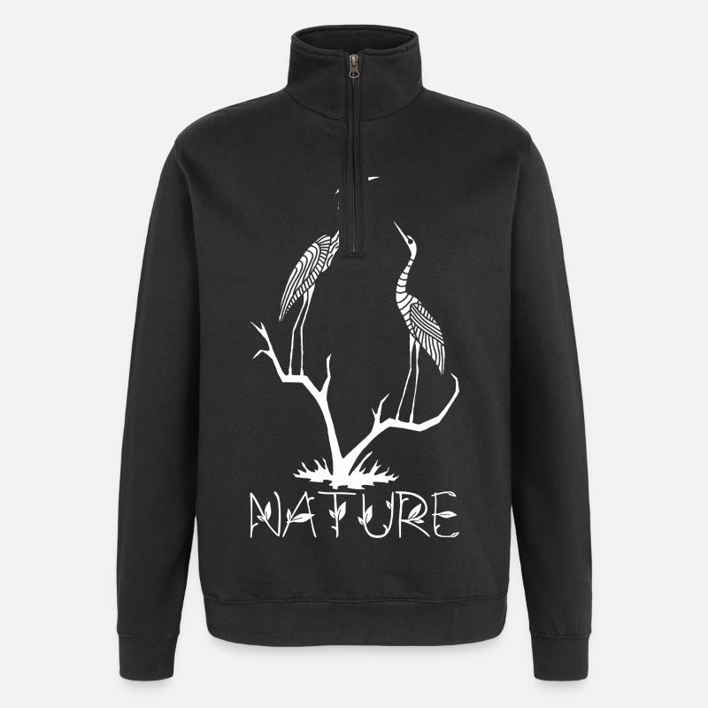 Les oiseaux blancs - Sweat à zip 1/4 - noir