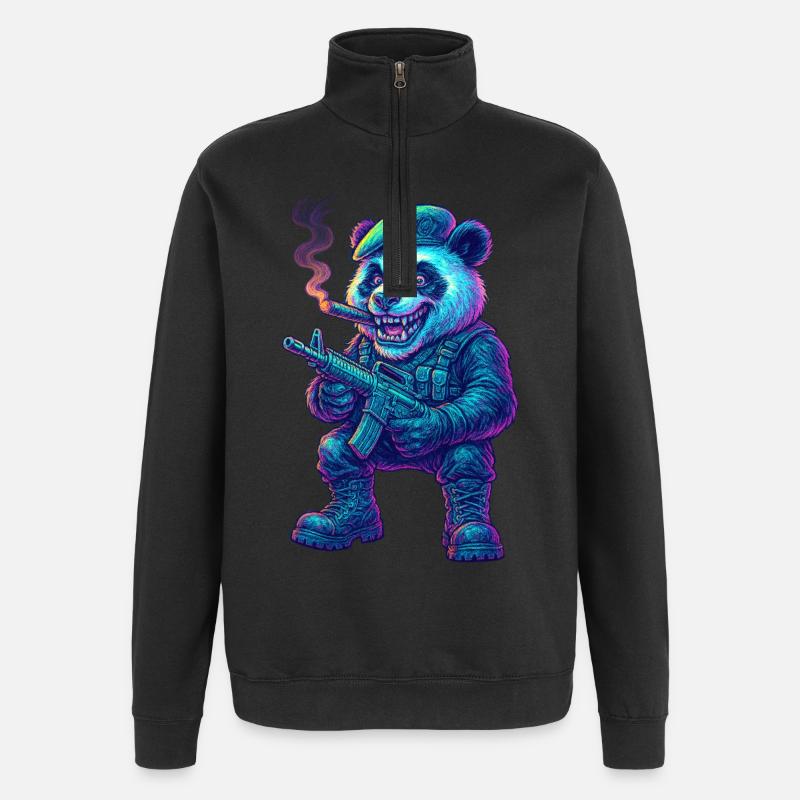 Neon Panda Mercenary  - Quarter-Zip Sweatshirt - black