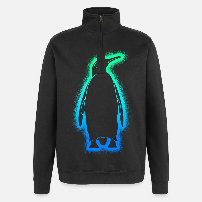 Pinguine Jungen Herren Kinder Pinguin - Quarter-Zip-Sweatshirt - Schwarz