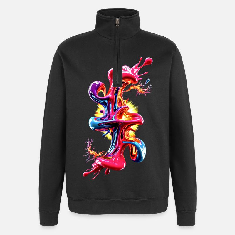 Abstraktes Liquid Art Fluid  - Quarter-Zip-Sweatshirt - Schwarz