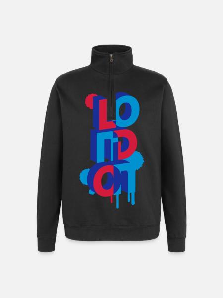 London in 3D letters - Quarter-Zip Sweatshirt - black