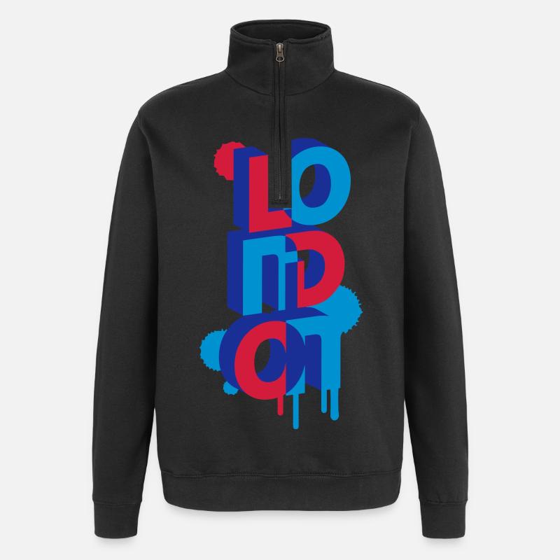London in 3D Buchstaben - Quarter-Zip-Sweatshirt - Schwarz