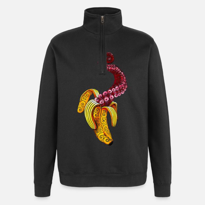 Swirly Mutant-Banana - Sweat à zip 1/4 - noir
