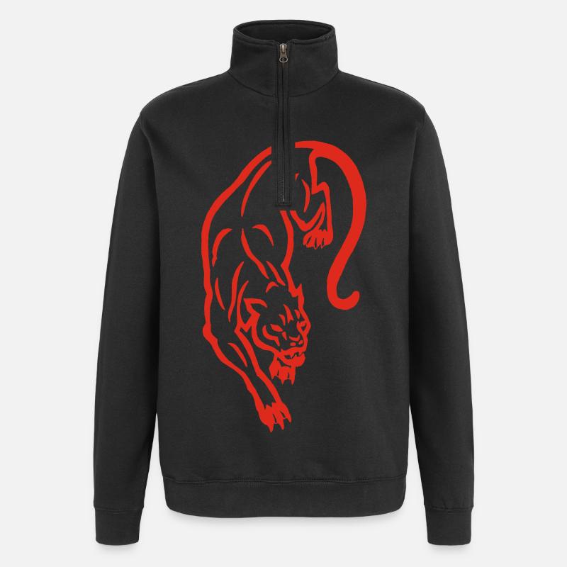 Silhouette de panthère rouge - Sweat à zip 1/4 - noir