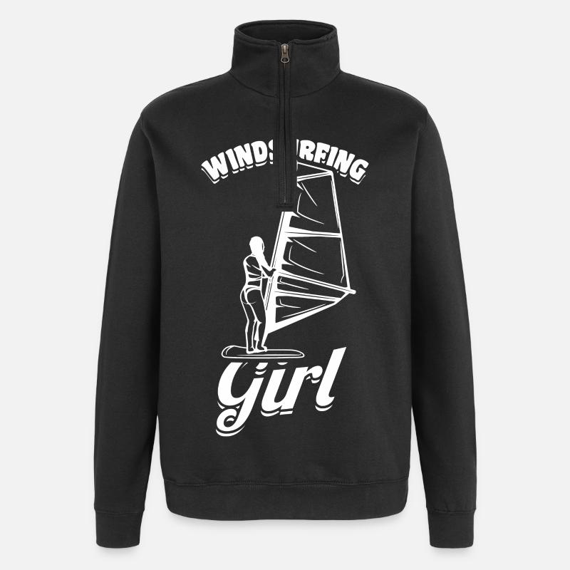 Windsurfer Mädchen - Quarter-Zip-Sweatshirt - Schwarz