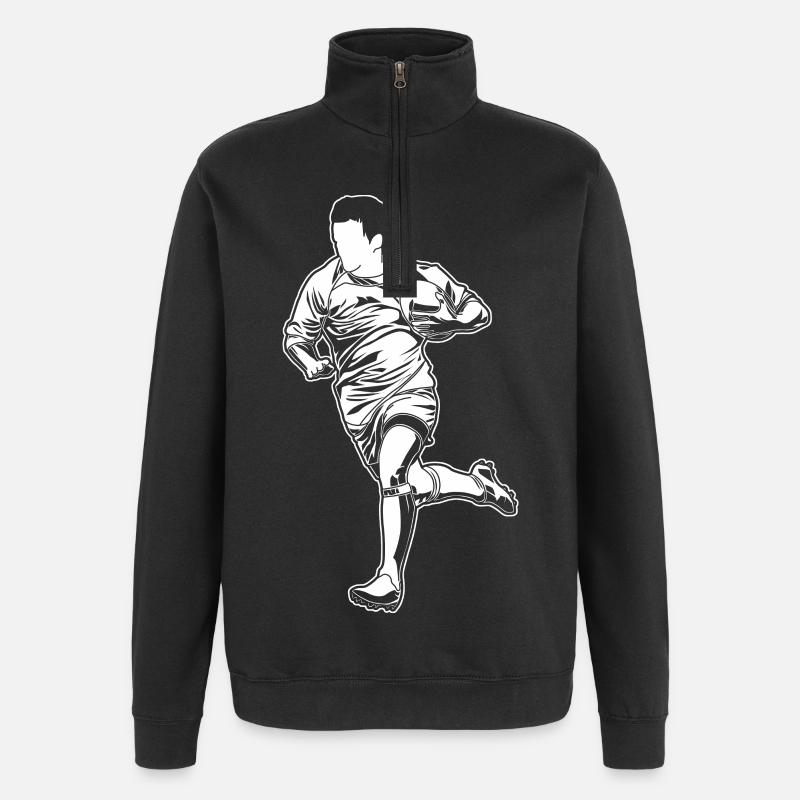 Dessin de joueur de rugby - Sweat à zip 1/4 - noir