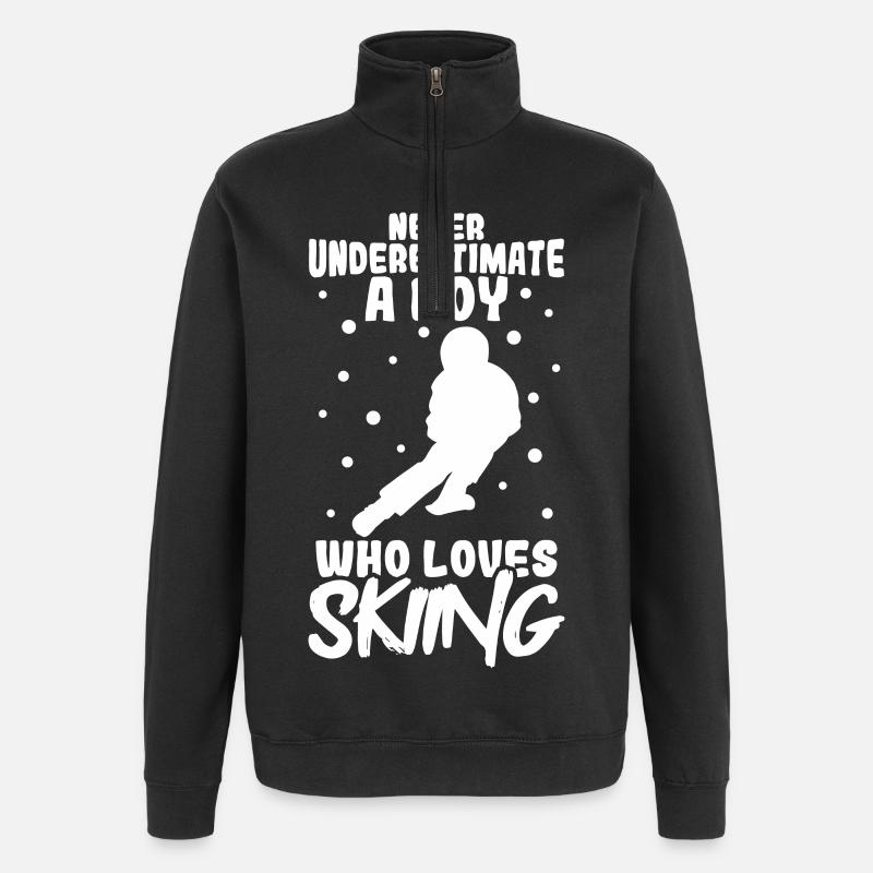 Skiing boy - Quarter-Zip Sweatshirt - black