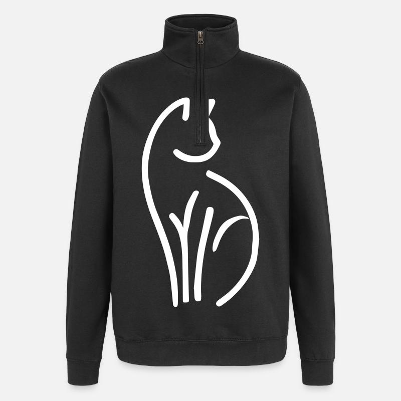 Chat - Sweat à zip 1/4 - noir