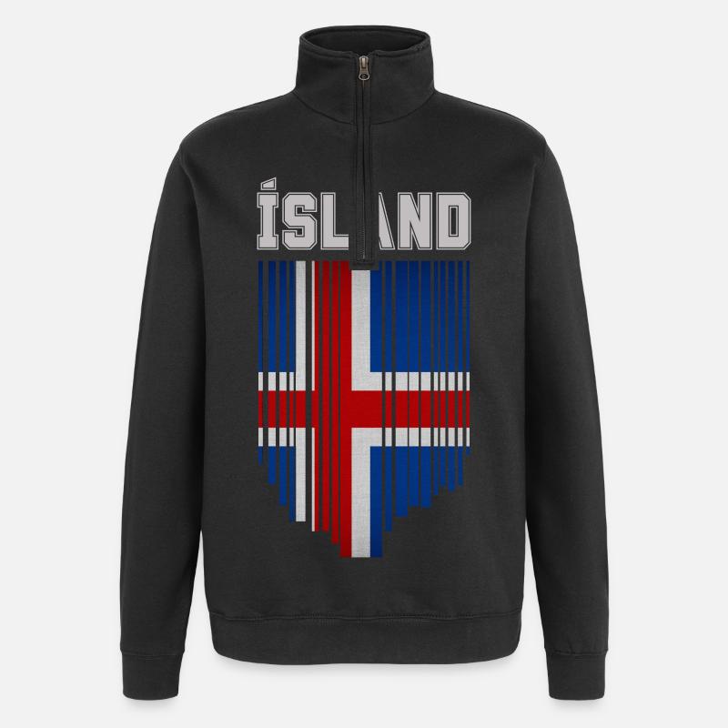 Drapeau de l’Islande, fierté islandaise - Sweat à zip 1/4 - noir