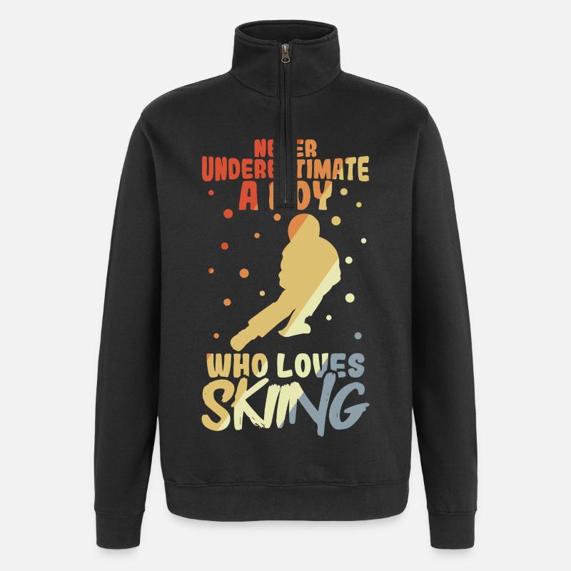 Lustiger Skijunge - Quarter-Zip-Sweatshirt - Schwarz