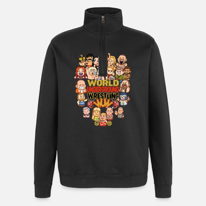 Dessins animés de lutte underground - Sweat à zip 1/4 - noir