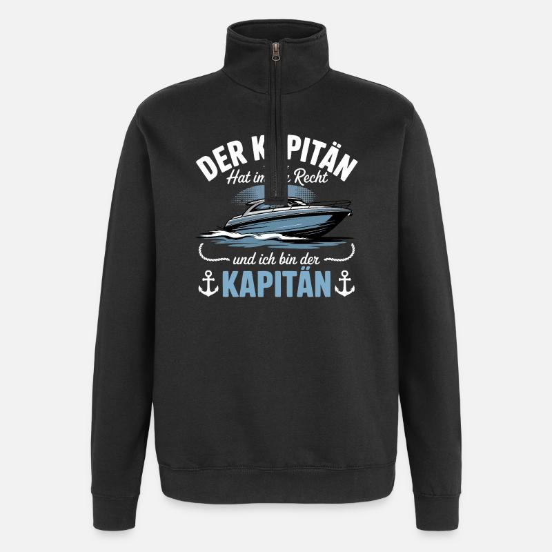 Captain Boat Boat License - Quarter-Zip Sweatshirt - black