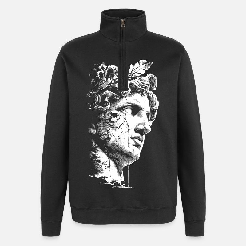 Statue grecque antique - Art classique - Sweat à zip 1/4 - noir