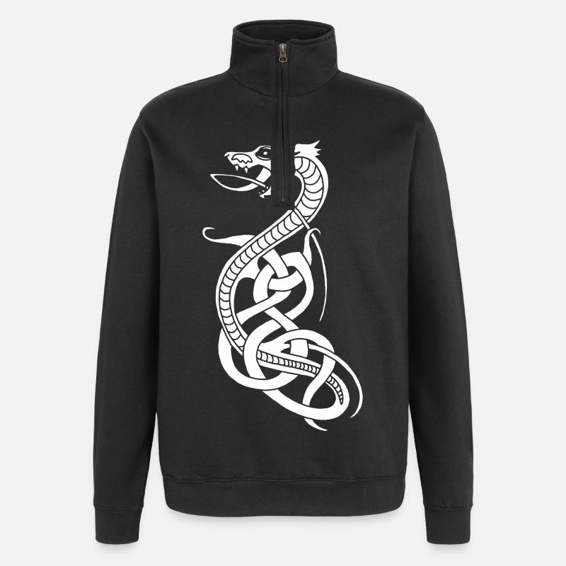 Serpent blanc infini - Sweat à zip 1/4 - noir