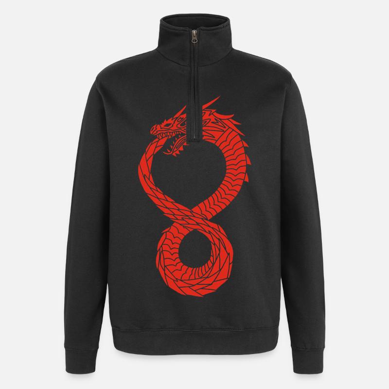 Roter unendlicher Drache - Quarter-Zip-Sweatshirt - Schwarz