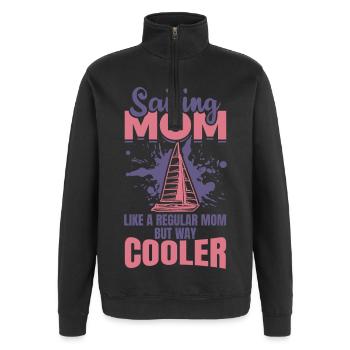 Segler Mama - Quarter-Zip-Sweatshirt - Schwarz - Vorne - AI Model Female 172 light (172cm) & AI Model Male 178 dark (178cm)