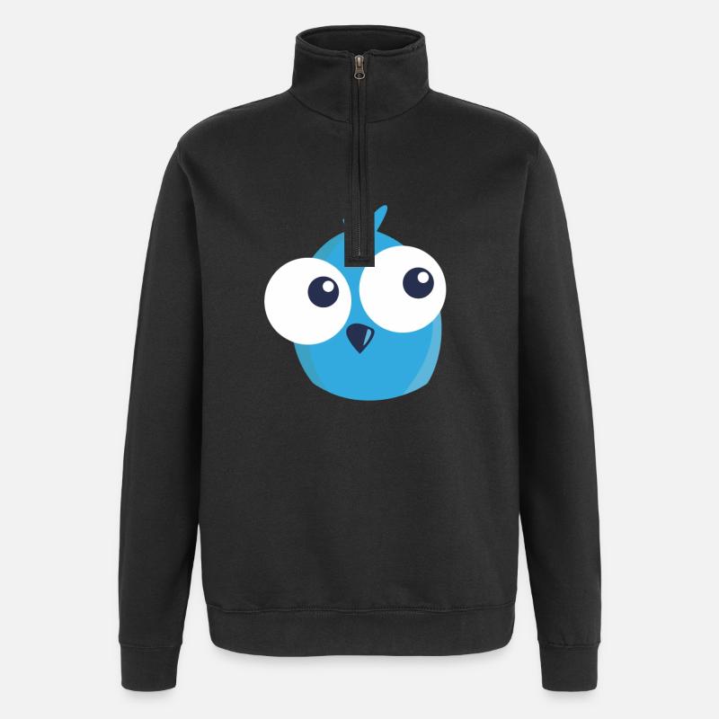 all tonight Eule - Quarter-Zip-Sweatshirt - Schwarz