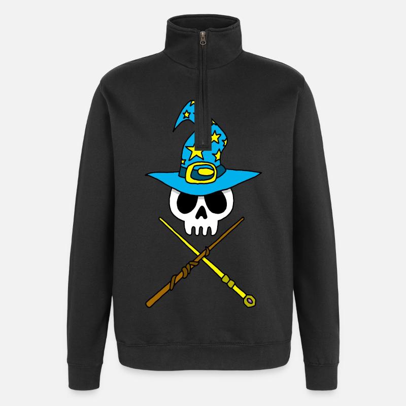 Crâne de magicien - Sweat à zip 1/4 - noir
