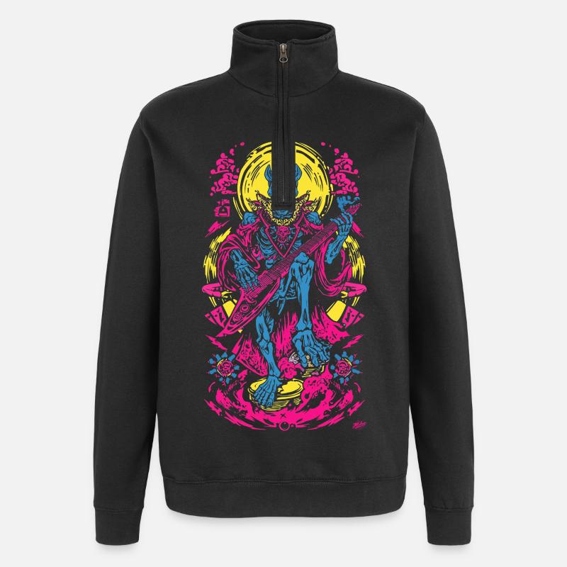 Neon Skeleton Guitariste - Sweat à zip 1/4 - noir