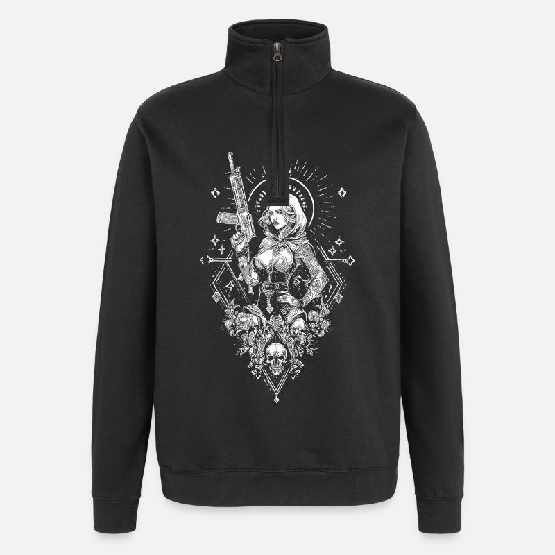 Femal warriror hero - Quarter-Zip Sweatshirt - black