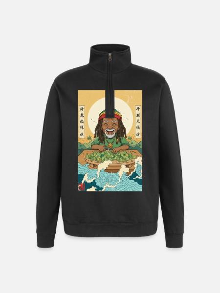 Kawaii Weed Smoker - Quarter-Zip Sweatshirt - black
