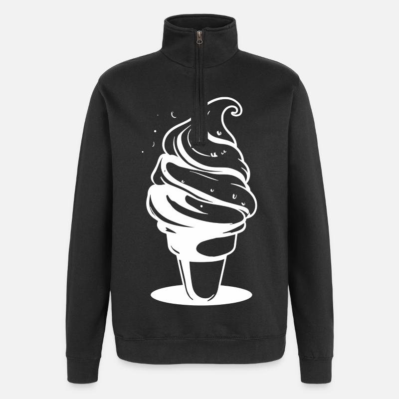 Softeis Zeichnung - Quarter-Zip-Sweatshirt - Schwarz