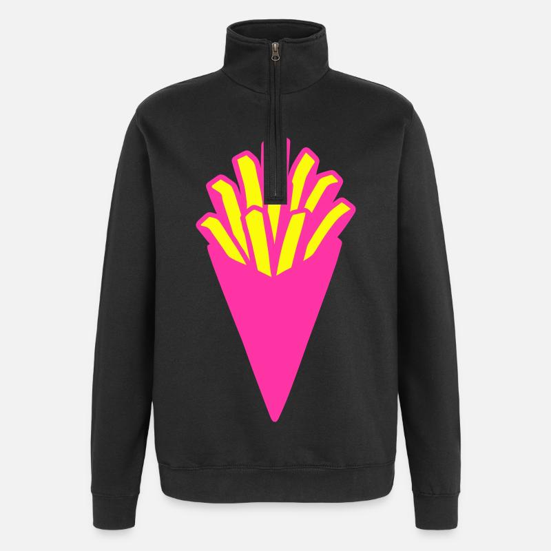 Frites Pop Art - Sweat à zip 1/4 - noir