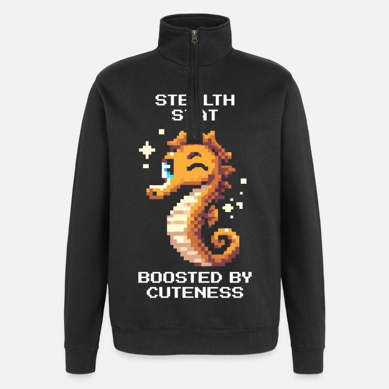 Doux et Invisible | Hippocampe - Sweat à zip 1/4 - noir