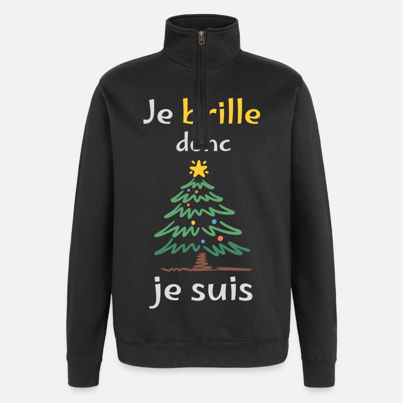Sapin scintillant je brille je suis - Sweat à zip 1/4 - noir