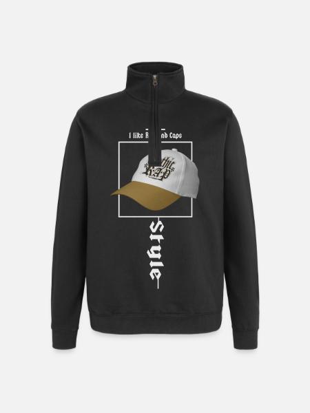 I like rap and caps - Quarter-Zip Sweatshirt - black