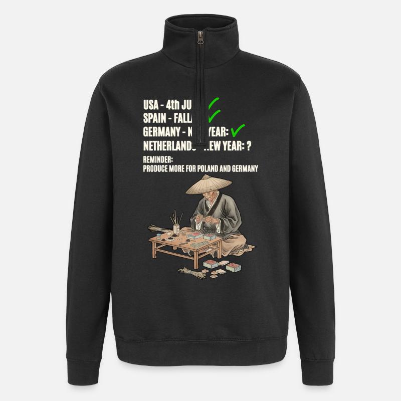 Vuurwerk pour les Pays-Bas - Sweat à zip 1/4 - noir