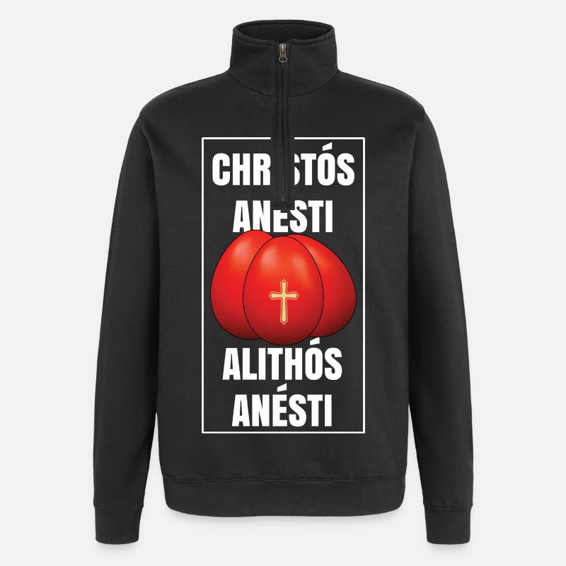 Christos Anesti Alithos Anesti Pâques grecques - Sweat à zip 1/4 - noir