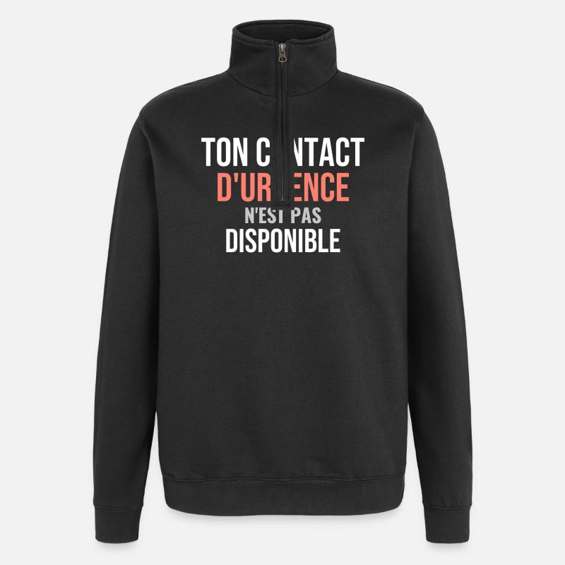 Pas Urgence - Sweat à zip 1/4 - noir