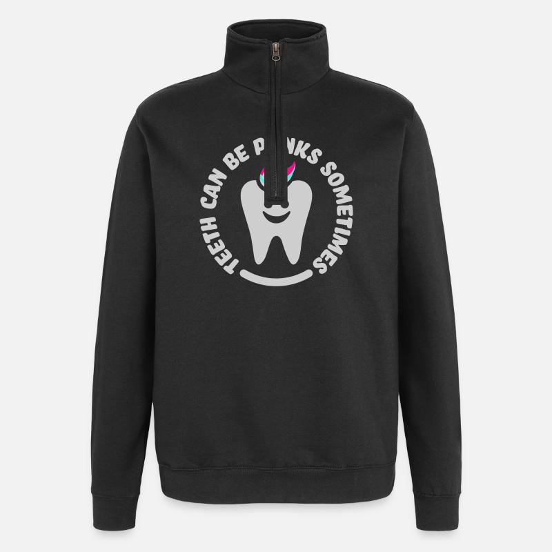 teeth punk zahn - Sweat à zip 1/4 - noir