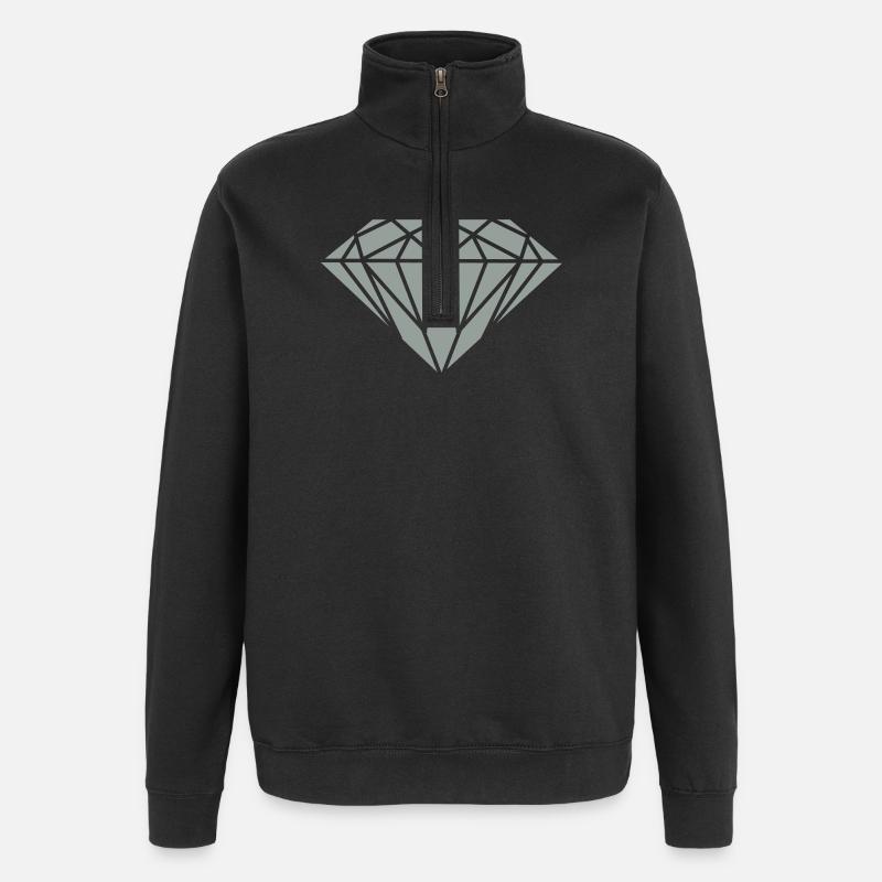 Geometrischer Diamant Linienkunst - Quarter-Zip-Sweatshirt - Schwarz