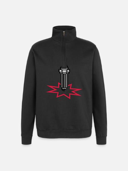 A spark plug with spark - Quarter-Zip Sweatshirt - black