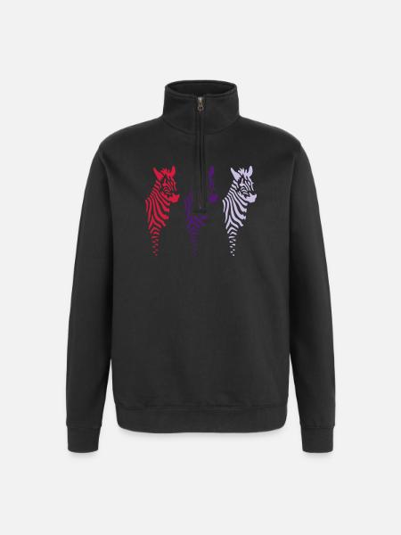 three zebras (b) - Quarter-Zip Sweatshirt - black