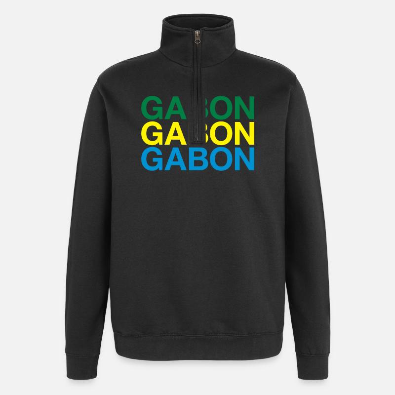 Drapeau GABON - Sweat à zip 1/4 - noir